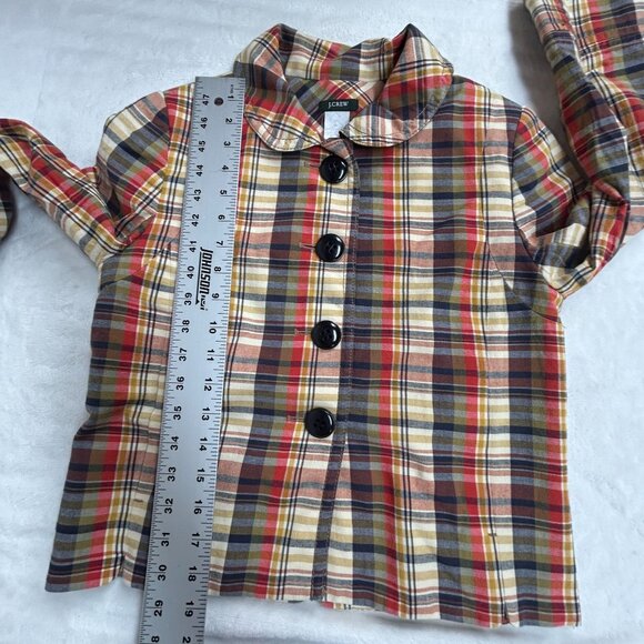 J.Crew Womens Plaid Button-Front Cropped Jacket Peter Pan Collar Lightweight - Picture 8 of 8